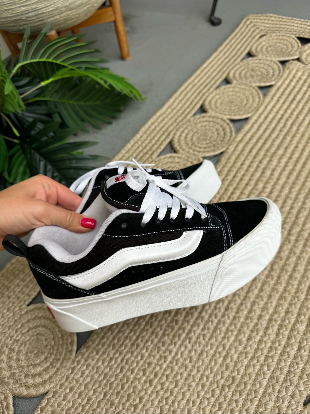 Vans Knu Skool Platform Black White Chunky Skate Shoes Women 7.5 / Men 6